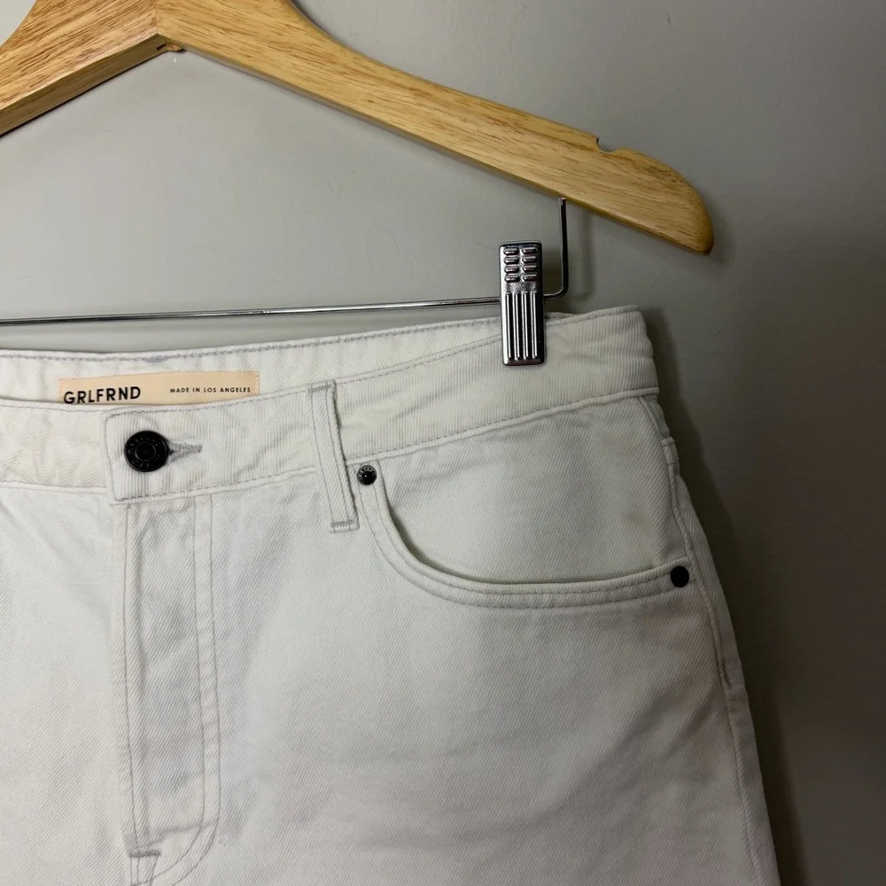NEW $165 GRLFRND The Helena High Rise Cut Off White Denim Jean Shorts 350